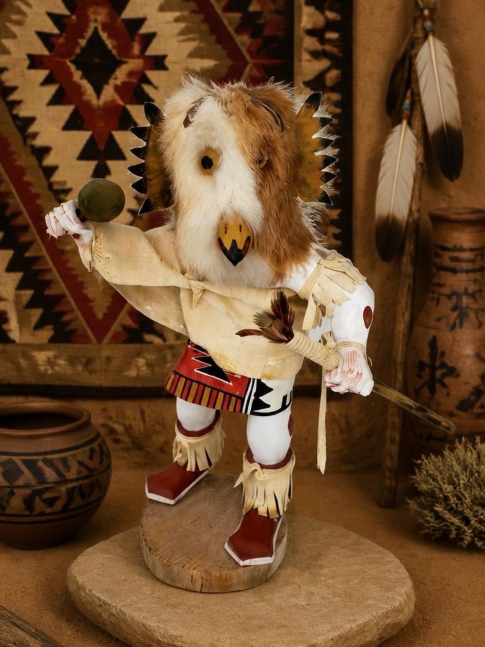Kachina Hand Carved. Navajo Indian Artist A. Keeto. Hawk Man 12 Inches Tall